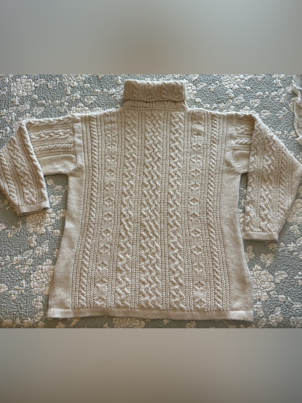 Deirdre McQuire Alpaca Cable Knit Turtleneck Sweater - Color Cream - Handmade - Picture 11 of 12
